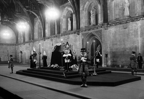 King George VI Death State Funeral February 1952 Laying in state in Westminster