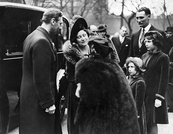 King George VI with Queen Elizabeth and their two daughters Princess Elizabeth