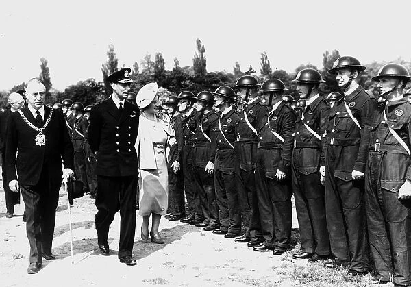 King George VI and Queen Elizabeth  /  Queen Mother Visiting ARP Units during WW2