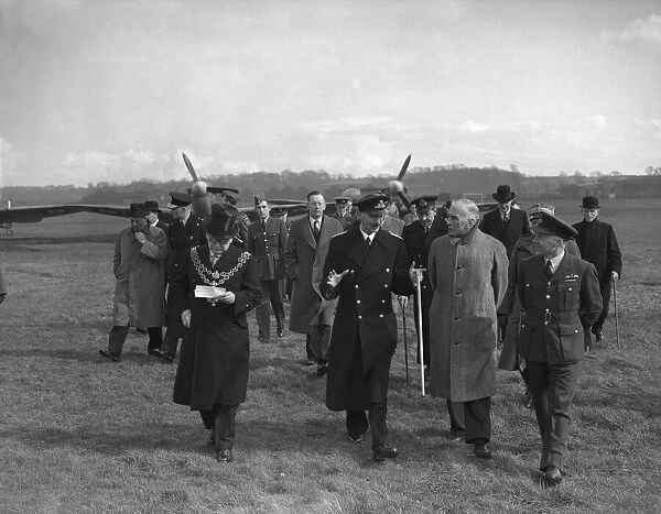 King Haakon of Norway during a visit to an un-named Midlands aircraft factory