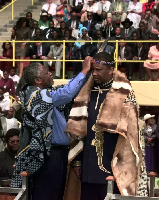 Framed Print : King of Lesotho is crowned at his Coronation. Prince Charles who is visiting Africa was Framed Print : King of Lesotho is crowned at his Coronation. Prince Charles who is visiting Africa was