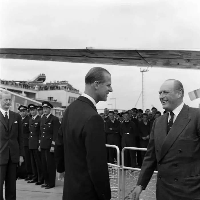 Framed Print : King Olav V of Norway arrived on SAS aircraft at London Airport on a private visit
