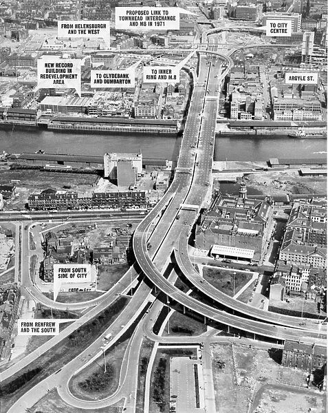 Kingston Bridge Glasgow under construction June 1970 River Clyde Daily Record