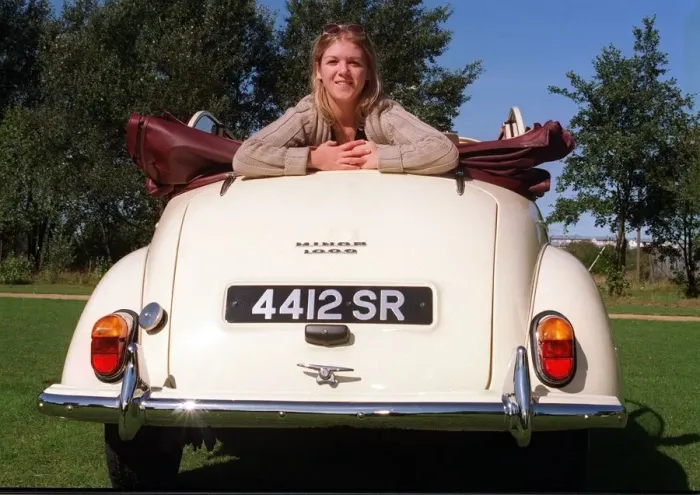 Framed Print : Kirsty Morgan leaning out of the back of Morris Minor Tourer 16th Septeber 1997 Framed Print : Kirsty Morgan leaning out of the back of Morris Minor Tourer 16th Septeber 1997