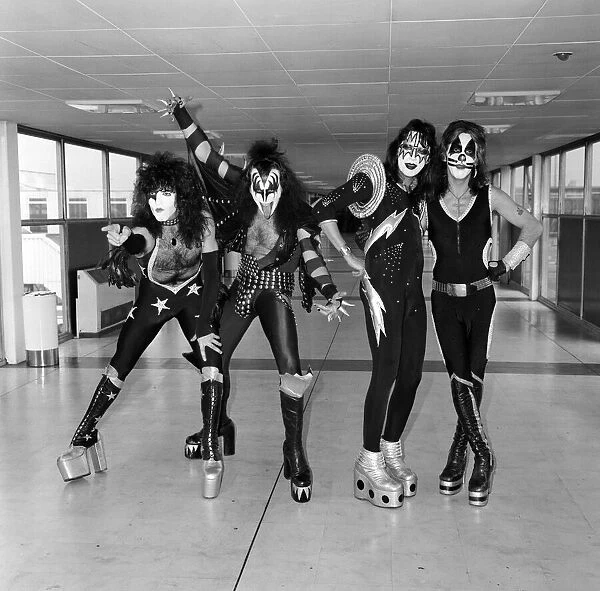 'Kiss', the spectacular and colourful American rock group arrived in Britain