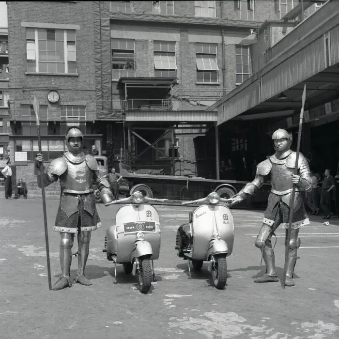 Framed Print : Knights of the road Ray Cart and Anthony Bassadome members of the Vespa club seen