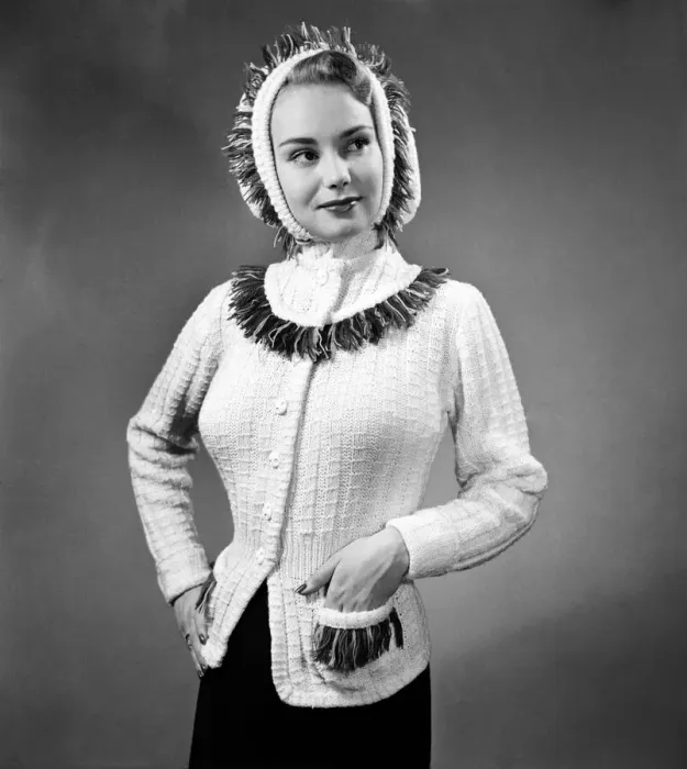 Framed Print : Knitted Jumper, Hat, Gloves. December 1952 C6327-001 Framed Print : Knitted Jumper, Hat, Gloves. December 1952 C6327-001
