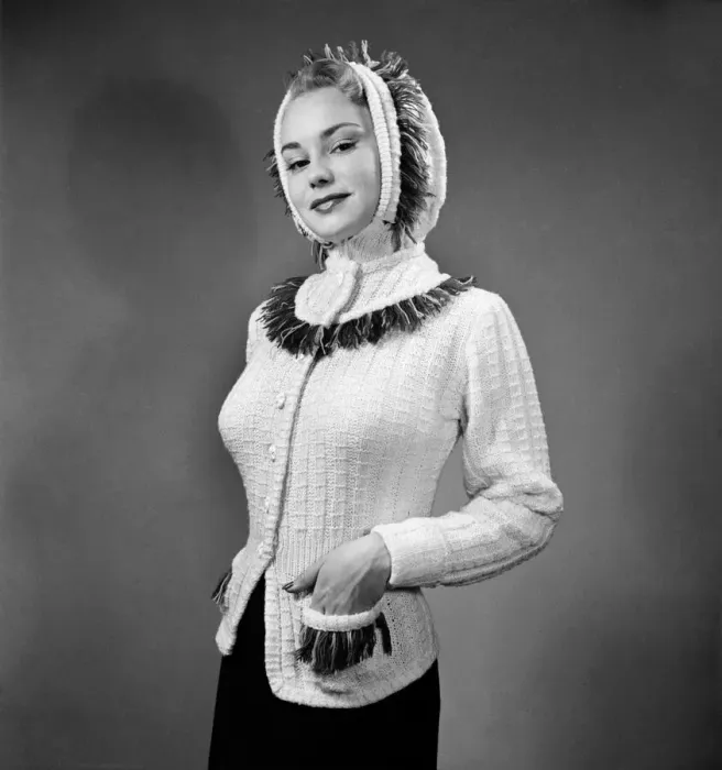 Framed Print : Knitted Jumper, Hat, Gloves. December 1952 C6327
