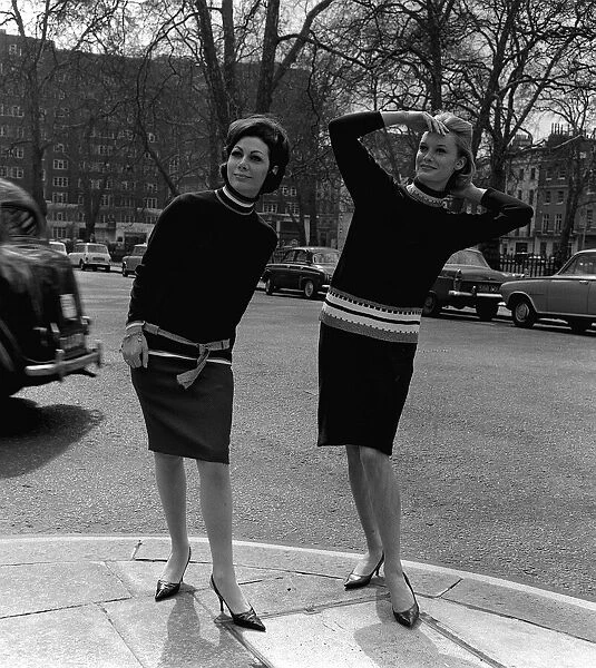 Knitwear Fashion by Remploy 1964 Two female models wearing similar dresses standing