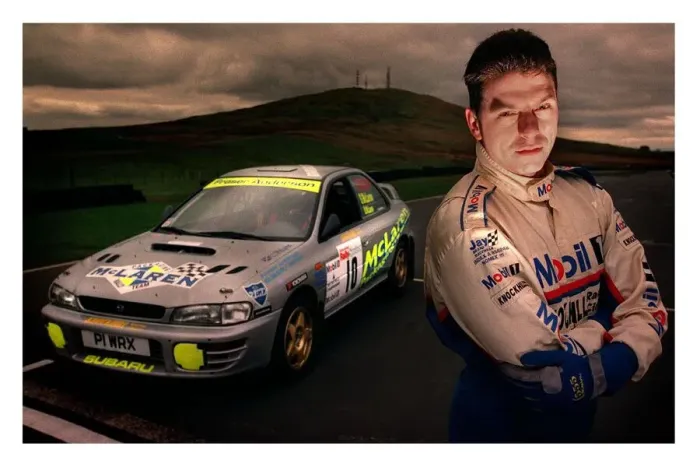 Framed Print : Knockhill race course rally driver May 1998 arms folded