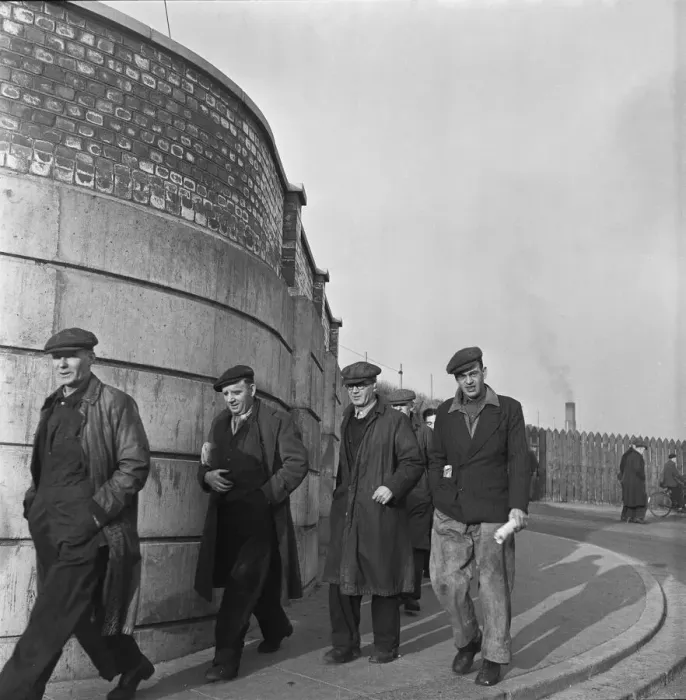 Framed Print : Knocking off of work are the shipyard workers of P. S. Austin shipyards on the river Wear