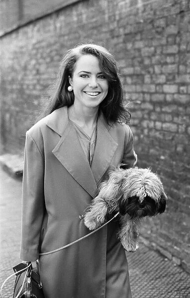 Koo Stark outside her Belgravia flat this afternoon, Wednesday 19th March 1986