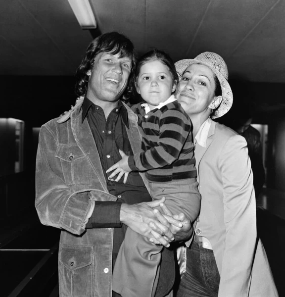 Kris Kristofferson and Rita Coolidge at LAP with their daughter Casey. 28th May 1978