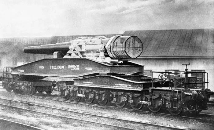 Framed Print : A Krupp heavy artillery gun loaded onto a railway truck in Germany during World War One Framed Print : A Krupp heavy artillery gun loaded onto a railway truck in Germany during World War One