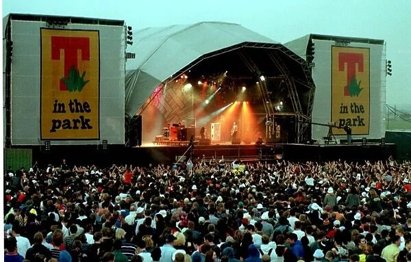 Kula Shaker pop group on main stage July 1997 at T in the Park Kinross