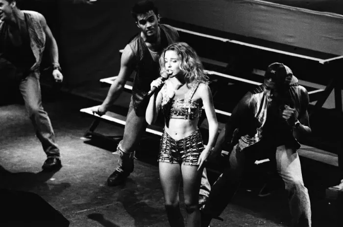 Framed Print : Kylie Minogue in concert at Liverpool Empire Theatre, Merseyside. 19th October 1989 Framed Print : Kylie Minogue in concert at Liverpool Empire Theatre, Merseyside. 19th October 1989