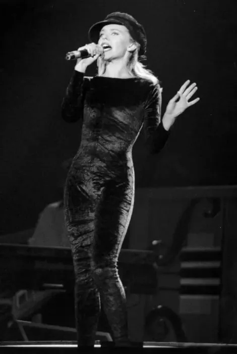 : Kylie Minogue singing during her concert : Kylie Minogue singing during her concert