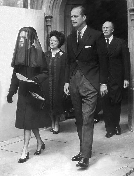 (L-R) THE DUCHESS OF WINDSOR, THE QUEEN MOTHER, PRINCE PHILIP AND KING OLAV OF NORWAY AT
