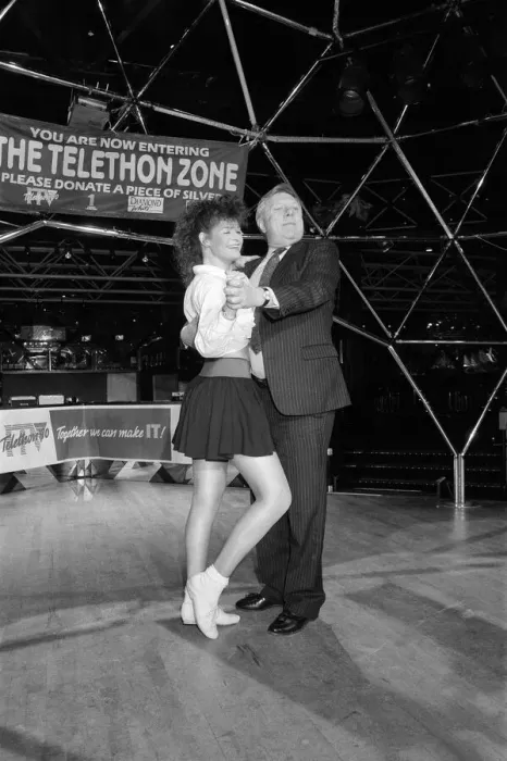 Framed Print : Labour Deputy Leader Roy Hattersley dances the Lambada with champion Jane Mytton Framed Print : Labour Deputy Leader Roy Hattersley dances the Lambada with champion Jane Mytton