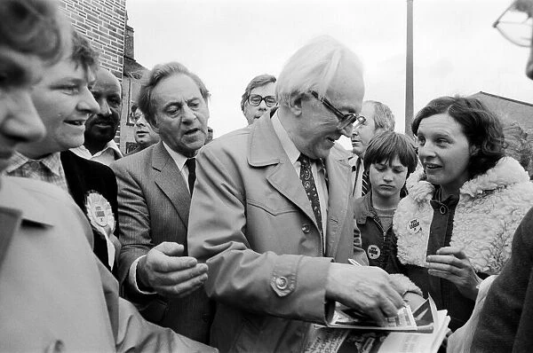 Labour leader Michael Foot on the election tour in Lancashire. 22nd May 1983