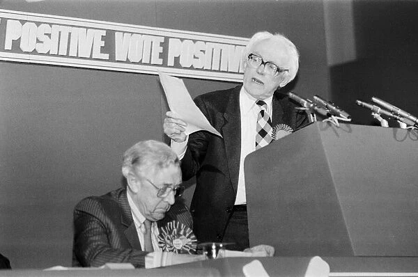 Labour leader Michael Foot speaking during the general election in Bradford