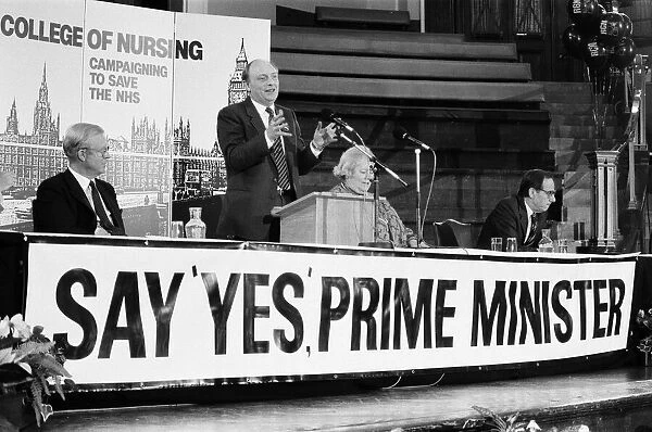 Labour Leader Neil Kinnock campaigning to save the NHS. 13th April 1988