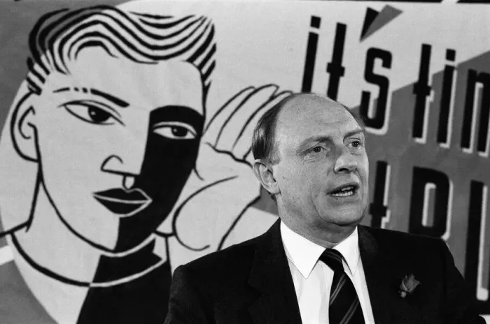 Framed Print : Labour leader Neil Kinnock launches a new capping Red Wedge Framed Print : Labour leader Neil Kinnock launches a new capping Red Wedge