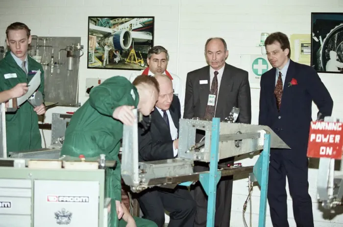 Framed Print : Labour leader Neil Kinnock visits the British Airways training centre at Heathrow Airport Framed Print : Labour leader Neil Kinnock visits the British Airways training centre at Heathrow Airport