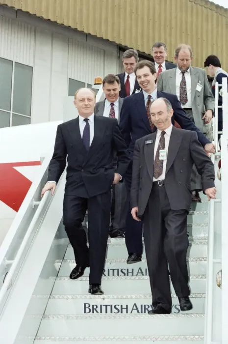 Framed Print : Labour leader Neil Kinnock visits the British Airways training centre at Heathrow Airport Framed Print : Labour leader Neil Kinnock visits the British Airways training centre at Heathrow Airport