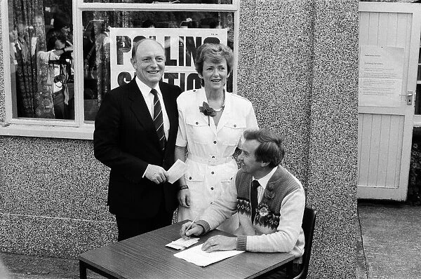 Labour leader Neil Kinnock and his wife Glenys go to cast their vote in the 1987 general