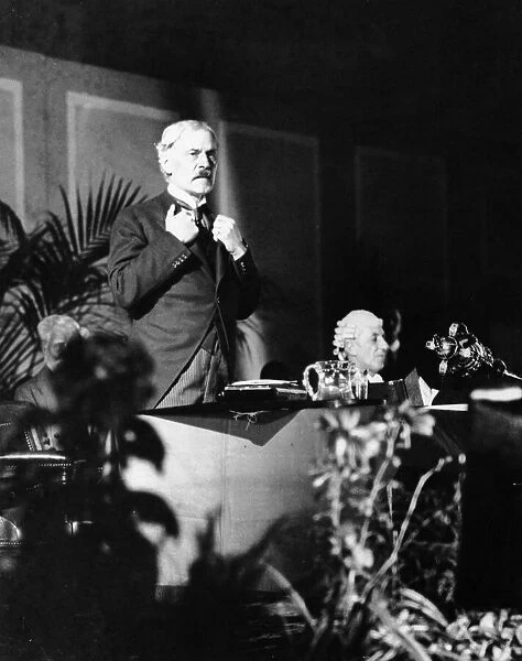 Labour Leader and Prime Minister Ramsay MacDonald speaking at Leicester after receiving