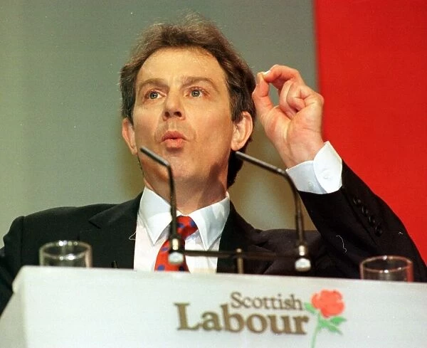Labour leader Tony Blair addressing the Scottish Labour Conference in Inverness. 1990s