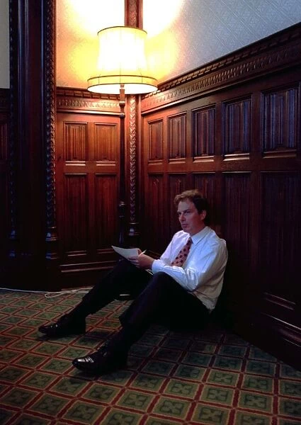 Labour leader Tony Blair prepares his conference speech in his rooms at the House of