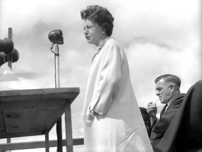 Framed Print : Labour M. P. Barbara Castle speaking at the Durham Miners Gala in June 1962 Framed Print : Labour M. P. Barbara Castle speaking at the Durham Miners Gala in June 1962