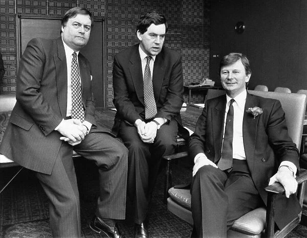 Labour Party front bench members, from left, John Prescott, Gordon Brown and Bryan Gould