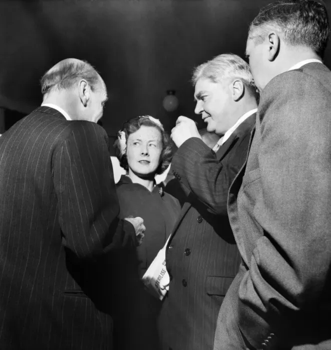 Framed Print : Labour Party Conference 1953: Clement Attlee seen here with Barbara Castle Framed Print : Labour Party Conference 1953: Clement Attlee seen here with Barbara Castle