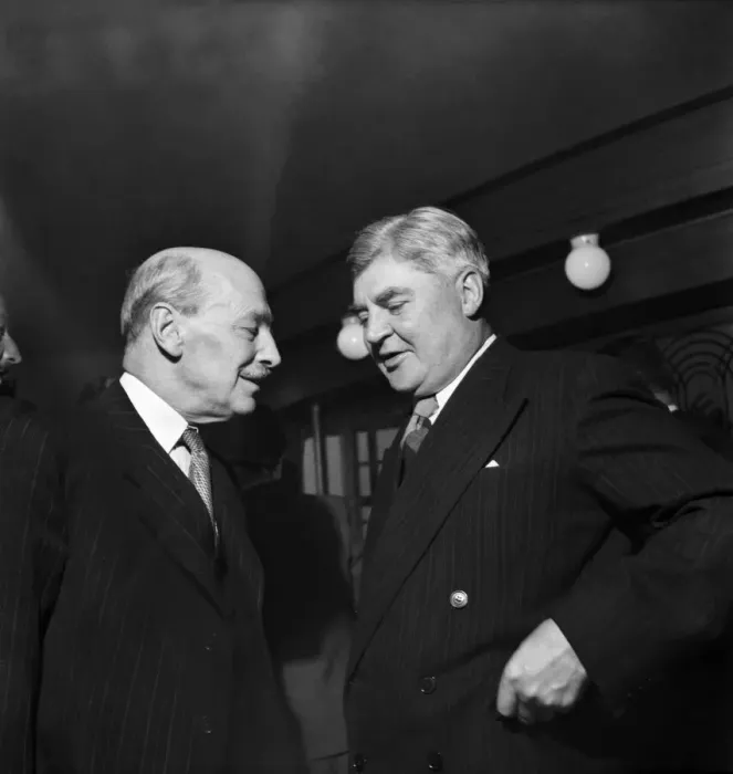 Framed Print : Labour Party Conference 1953: Nye Bevan and Clement Attlee former Prime Minister