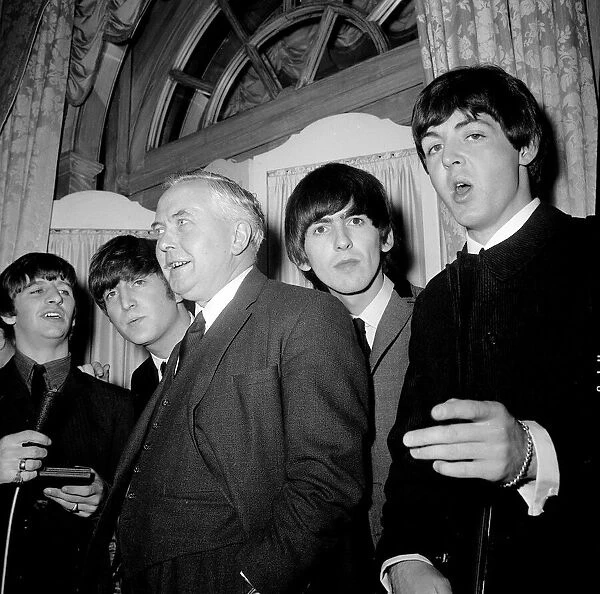Labour Party Leader Harold Wilson with The Beatles left to right: Ringo Starr