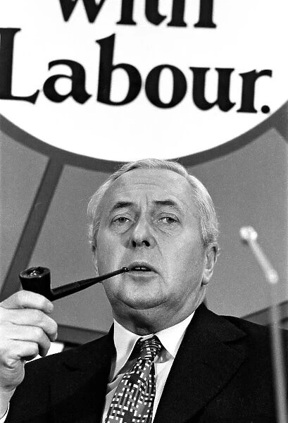 Labour Party Press Conference held at Transport House. Harold Wilson. 4th October 1974