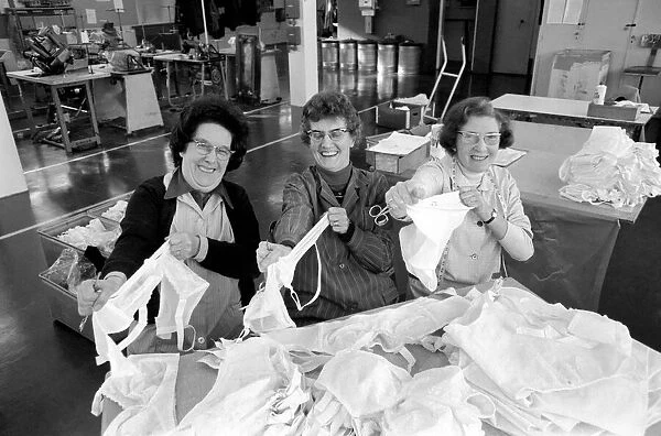 Ladies testing panti-girdles. February 1975 75-01091-001