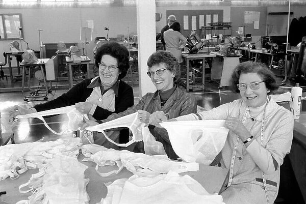 Ladies testing panti-girdles. February 1975 75-01091-004