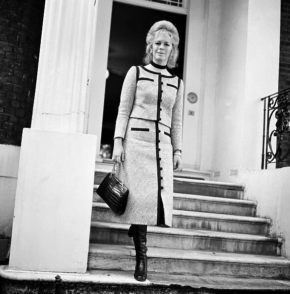 Lady Antonia Fraser wearing a tweed outfit outside her West London home