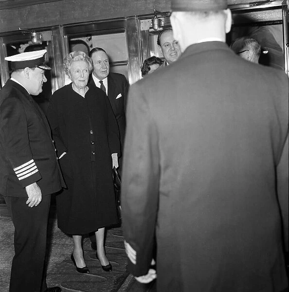 Lady Churchill leaves for Barbados. Her husband, Sir Winston Churchill died on the 24th