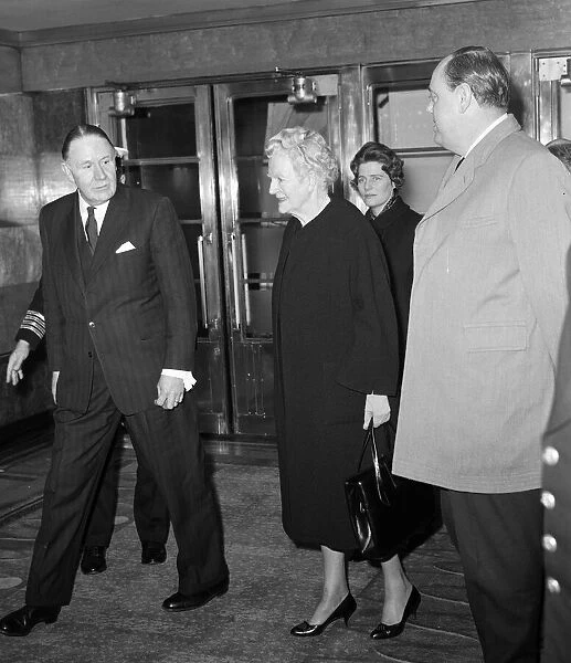 Lady Churchill leaves for Barbados. Her husband, Sir Winston Churchill died on the 24th