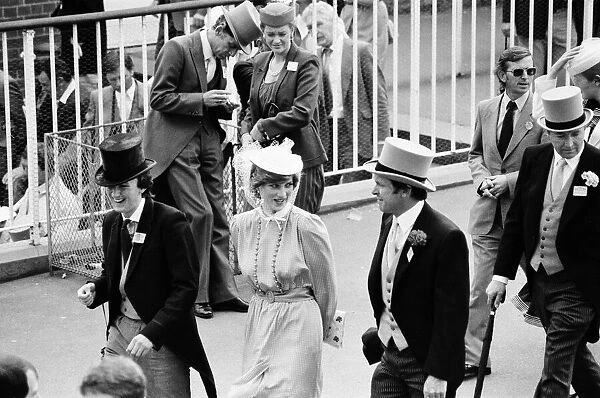 Lady Diana Spencer, centre, enjoys the day with some friends on the last day of Royal