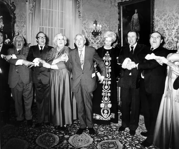 Framed Print : Lady Falkender Ex-Secretary of Harold Wilson at Harold Wilsons Party with celebrities Framed Print : Lady Falkender Ex-Secretary of Harold Wilson at Harold Wilsons Party with celebrities