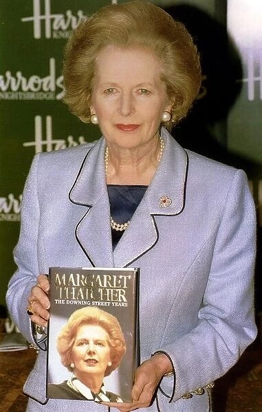 Lady Margaret Thatcher former Prime Minister at her book signing at Harrods 1993