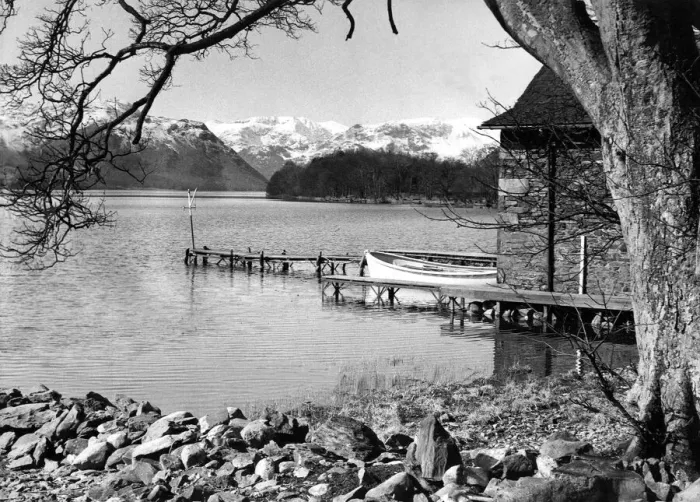 Framed Print : Lake District - A boat on the lake at Ullswater 4 April 1969 Framed Print : Lake District - A boat on the lake at Ullswater 4 April 1969