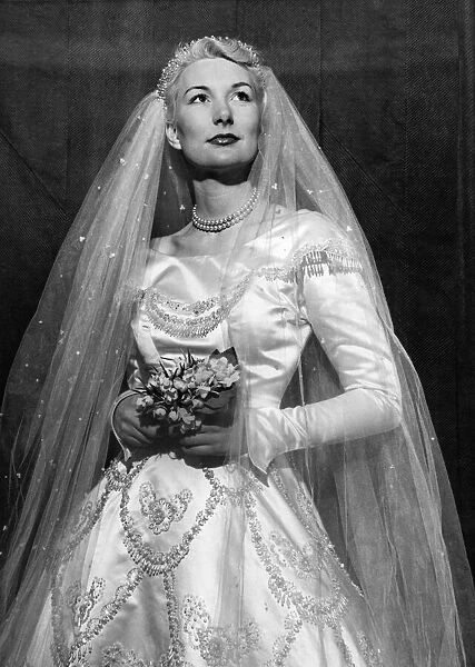 Lana modeling Hartwell wedding dress. 1951 P008698