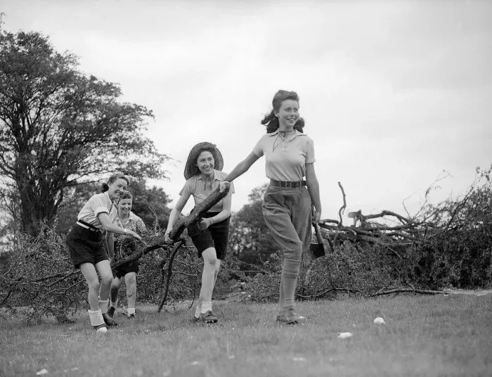 Framed Print : Landgirls gathering wood during WW2 - June 1940 Women doing mens jobs during